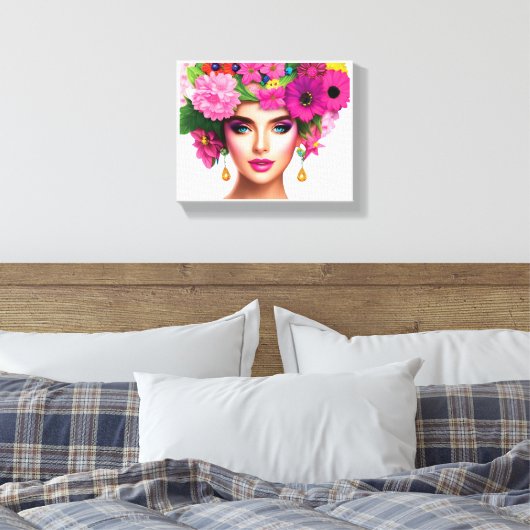 Mooie Bloem Lady Canvas Print (Insitu (Slaapkamer))
