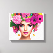 Mooie Bloem Lady Canvas Print (Voorkant)