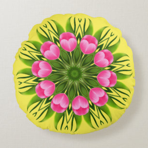 Mooie bloem Mandala Design-79358 Rond Kussen
