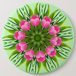 Mooie bloem Mandala Design-79358 Ronde Button 6,0 Cm