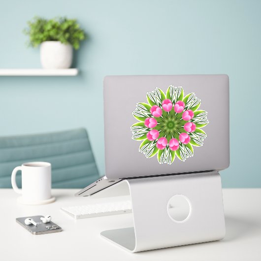 Mooie bloem Mandala Design-79358 Sticker (Laptop op bureau)
