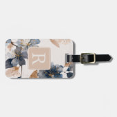 Mooie Bloem Monogram Sjabloon Persoonlijk Bagagelabel (Voorkant horizontaal)