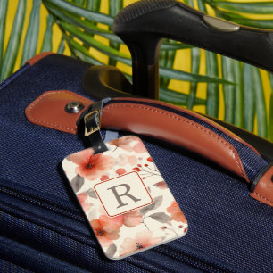 Mooie Bloem Monogram Sjabloon Persoonlijk Bagagelabel