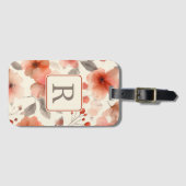 Mooie Bloem Monogram Sjabloon Persoonlijk Bagagelabel (Voorkant (horizontaal))