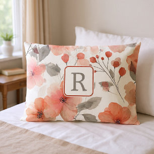 Mooie Bloem Monogram Sjabloon Persoonlijk Kussensloop