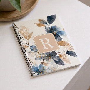 Mooie Bloem Monogram Sjabloon Persoonlijk Notitieboek