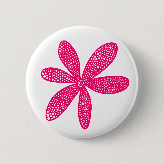 Mooie Bloem - Neon Rood op Wit Ronde Button 5,7 Cm (Voorkant)