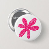 Mooie Bloem - Neon Rood op Wit Ronde Button 5,7 Cm (Voorkant /achterkant)