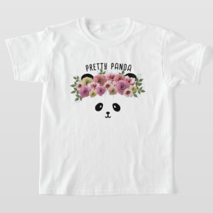 Mooie bloem panda beer meisje leuke kids T-shirt