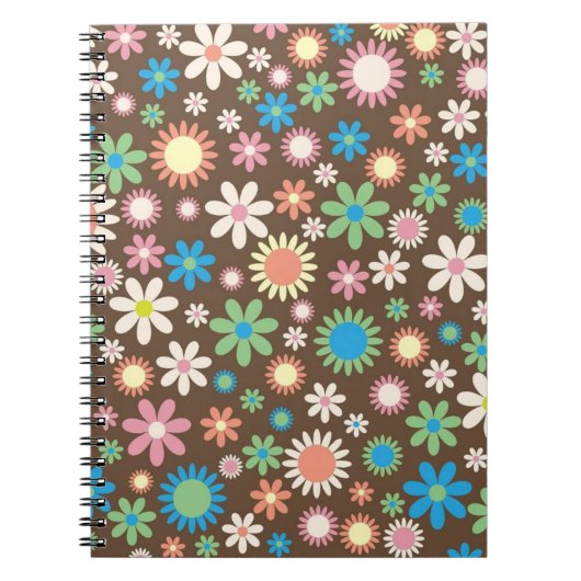 Mooie Bloem Power Patroon Bruin Notitieboek (Voorkant)