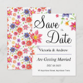 Mooie bloem save the Date (Voorkant / Achterkant)