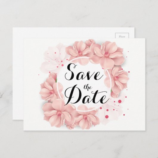 Mooie bloem Save the Date Briefkaart (Voorkant / Achterkant)