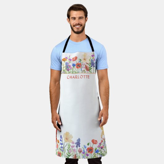 Mooie bloem Schort naam bloemen waterverf (Gedragen)