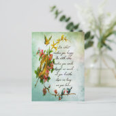 Mooie  bloembotak met vogels briefkaart (Staand voorkant)