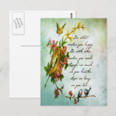 Mooie  bloembotak met vogels briefkaart (Voorkant / Achterkant)