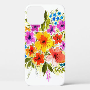Mooie bloemen, bladeren, knoppen en gras, geschild iPhone 12 hoesje