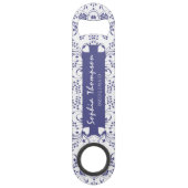 Mooie Bloemen Blauw Bruidsmeisje bruiloft gunst Ba Speed Flessenopener (Achterkant)