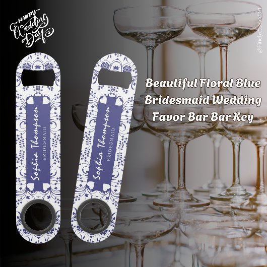 Mooie Bloemen Blauw Bruidsmeisje bruiloft gunst Ba Speed Flessenopener