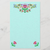 Mooie Bloemen Boho Style Roze op Aqua Briefpapier (Voorkant)