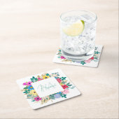 Mooie bloemen botanische Waterverf schilderen Vierkante Kartonnen Onderzetter (Insitu)