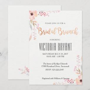 Mooie Bloemen Bruids Brunch Uitnodiging