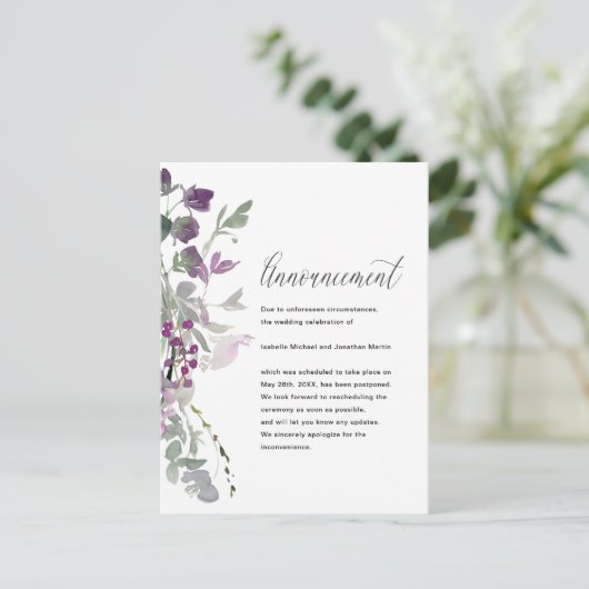 Mooie Bloemen bruiloft annulering aankondiging (Staand voorkant)