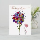 Mooie Bloemen Denken Aan Jou Wenskaart Folie Uitnodiging (Staand Voorkant)