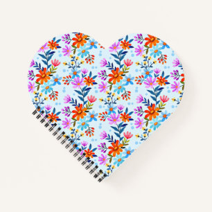 Mooie Bloemen En Bladeren Patroon Notitieboek
