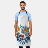 Mooie bloemen en bladeren schort (Gedragen)