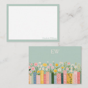 Mooie Bloemen en Boeken Notitiekaarten Notitiekaartje
