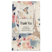 Mooie bloemen en Eiffeltoren Parijs Dank u Klein Cadeauzakje (Voorkant)