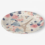 Mooie bloemen en Eiffeltoren Parijs Papieren Bordje (Gekanteld)