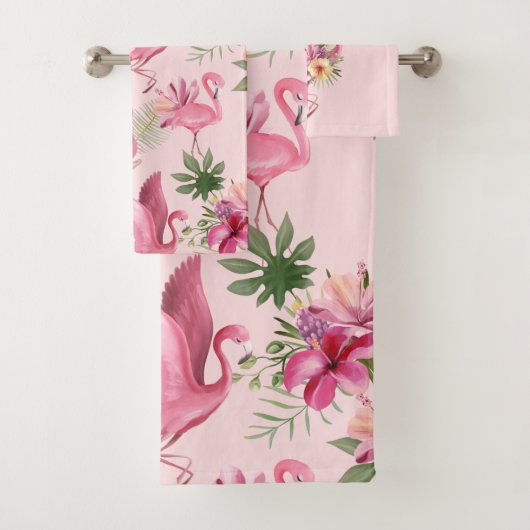 Mooie bloemen en flamingo bad handdoek (Insitu)