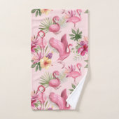 Mooie bloemen en flamingo bad handdoek (Handdoek)