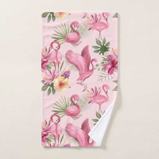 Mooie bloemen en flamingo bad handdoek (Handdoek)