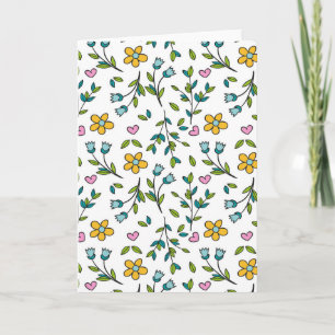 Mooie Bloemen en Hartjes Licht Patroon Kaart