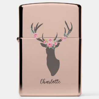 Mooie Bloemen en Herten Zippo Aansteker