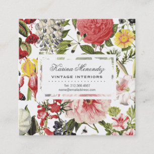 Mooie bloemen en insecten vierkante visitekaartje