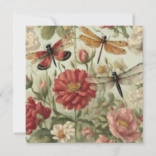 Mooie bloemen en libellen kaart