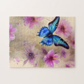 Mooie bloemen en vlinder legpuzzel (Horizontaal)