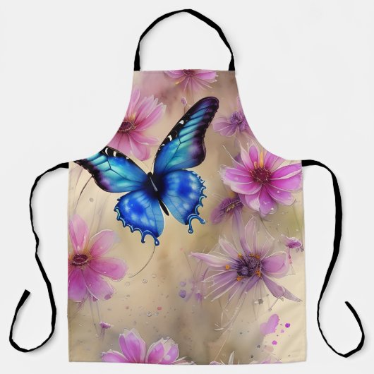 Mooie bloemen en vlinder schort (Voorkant)