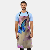 Mooie bloemen en vlinder schort (Gedragen)