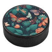 Mooie bloemen en vlinders in het oerwoud hockey puck (3/4)