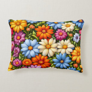 Mooie bloemen, felgekleurd, accent kussen