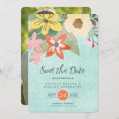 Mooie bloemen foto Opslaan datumkaart Save The Date (Voorkant / Achterkant)