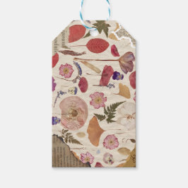 Mooie bloemen geperst cadeaulabel