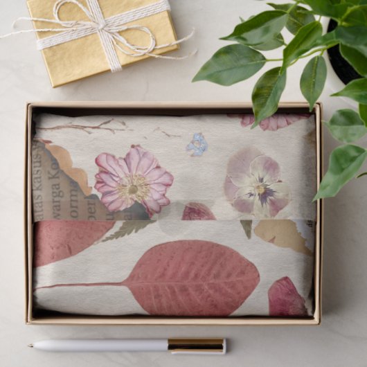 Mooie bloemen geperst tissuepapier (Geschenk)