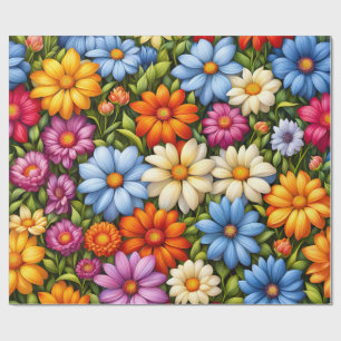 Mooie Bloemen, Heldergekleurd Cadeaupapier