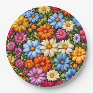 Mooie Bloemen, Heldergekleurd, Papieren Bordje
