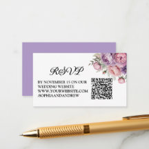 Mooie Bloemen Huwelijk RSVP Kaart met QR Code